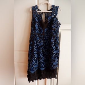 Black and blue floral lace dress